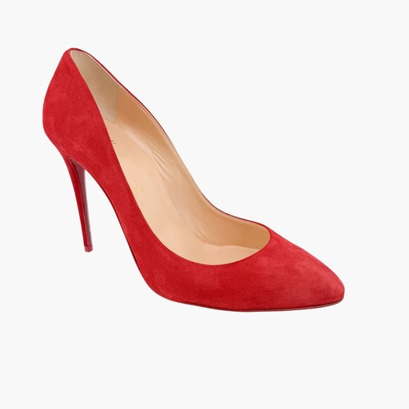 Christian Louboutin Eloise 100 Pumps EU 38.5 US 8.5 Red Suede Pointed High Heel - Picture 11 of 14